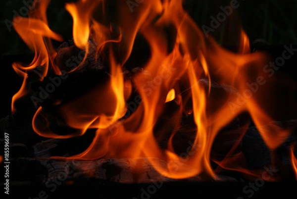 Obraz fire on dark background, red light, orange
