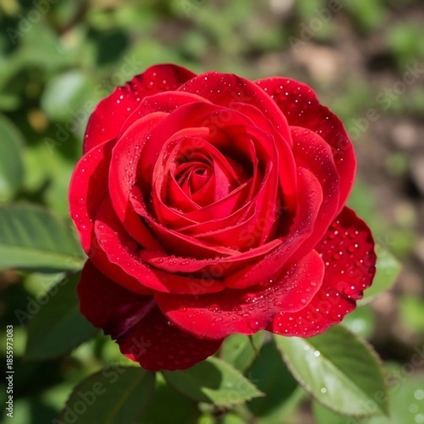 Obraz red rose with water drops