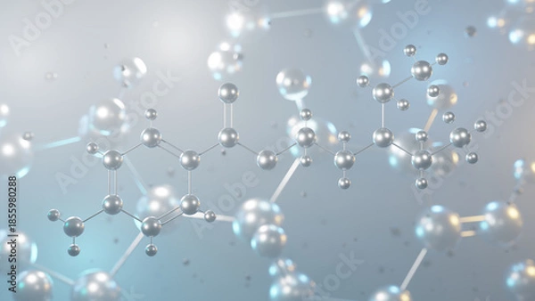 Obraz procaine molecular structure, 3d model molecule, anesthetic structural chemical formula view from a microscope