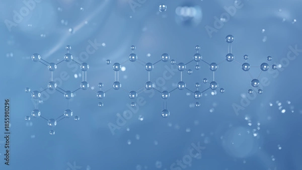 Obraz olaparib molecular structure, 3d model molecule, antineoplastic agents structural chemical formula view from a microscope
