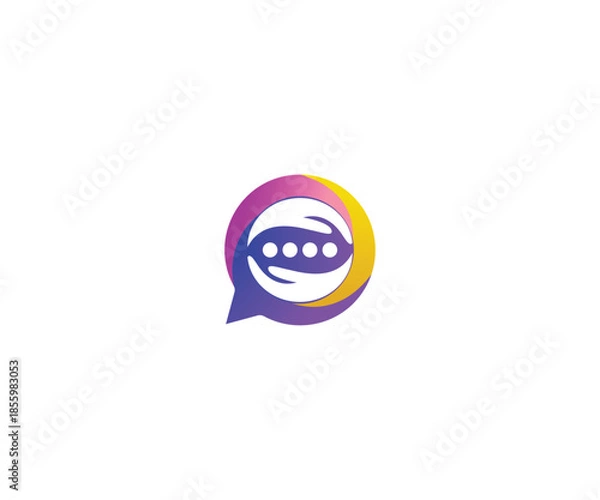 Fototapeta Helping Hand and Chat Bubble Logo