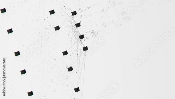 Obraz Closeup of Neural network model, LLM structure background. AI big data processing technological concept. Machine learning abstract backdrop. Digital quantum computing.