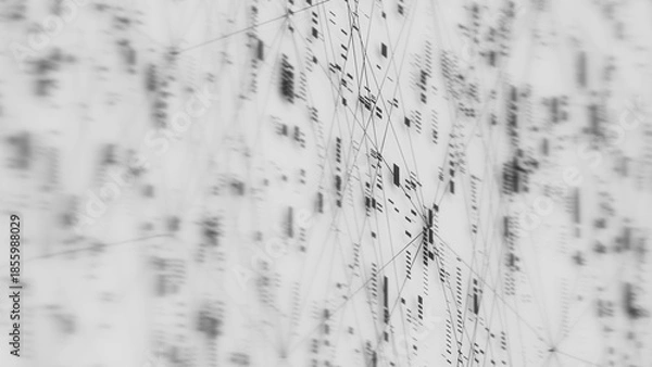 Obraz Closeup of Neural network model, LLM structure background. AI big data processing technological concept. Machine learning abstract background. Digital quantum computing.