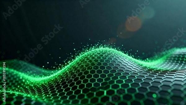 Fototapeta Abstract green hexagonal wave pattern