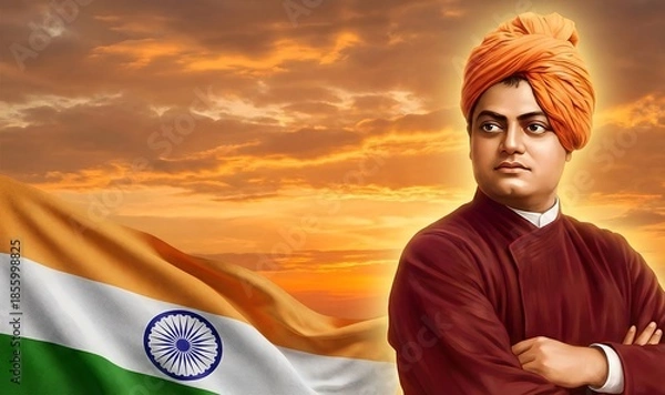 Obraz Swami vivekananda jayanti background design.