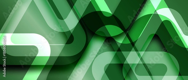Obraz green abstract background overlap layer on bright space with rounded triangles effect decoration