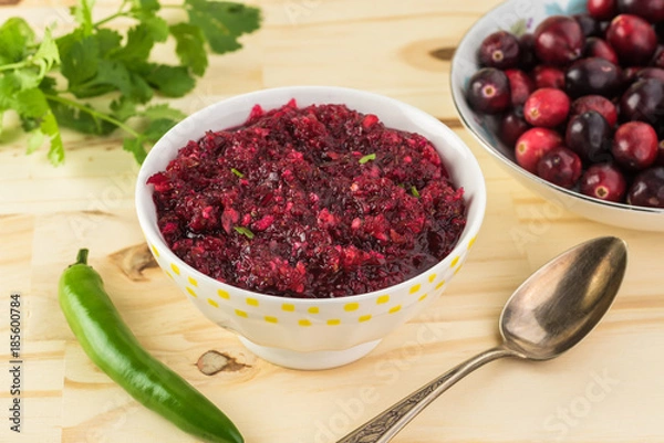 Obraz Homemade fresh cranberry salsa.