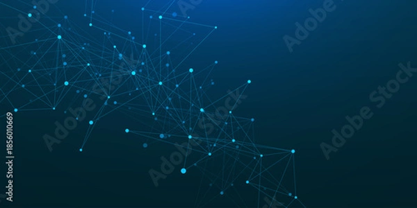 Obraz Abstract big data visualization background with connecting dots lines or plexus. Suitable for innovation technology and science. Vector
