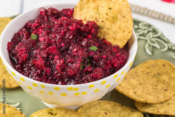 Obraz Homemade fresh cranberry salsa.
