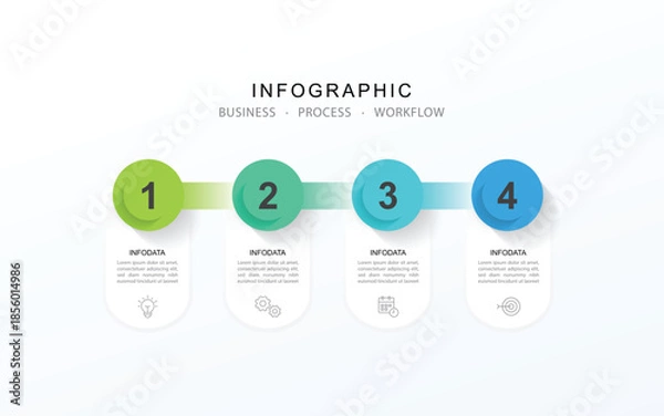 Obraz 4 steps infographic flowchart design template. Timeline infographic elements vector illustration.
