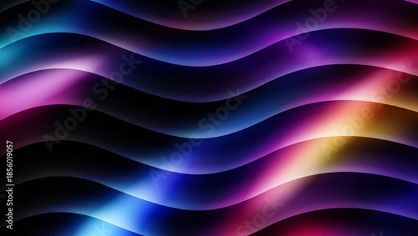 Obraz Multicolored wavy lines on dark background