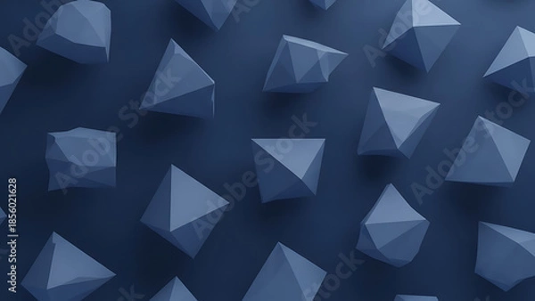 Obraz Blue Low Poly Geometric Shapes Abstract Background