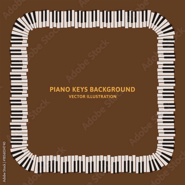 Obraz ピアノの鍵盤のレトロなデザインのベクターイラストデータ：四角形のフレーム素材