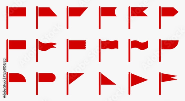 Obraz Red Flag Icon Set Simple Flat Design