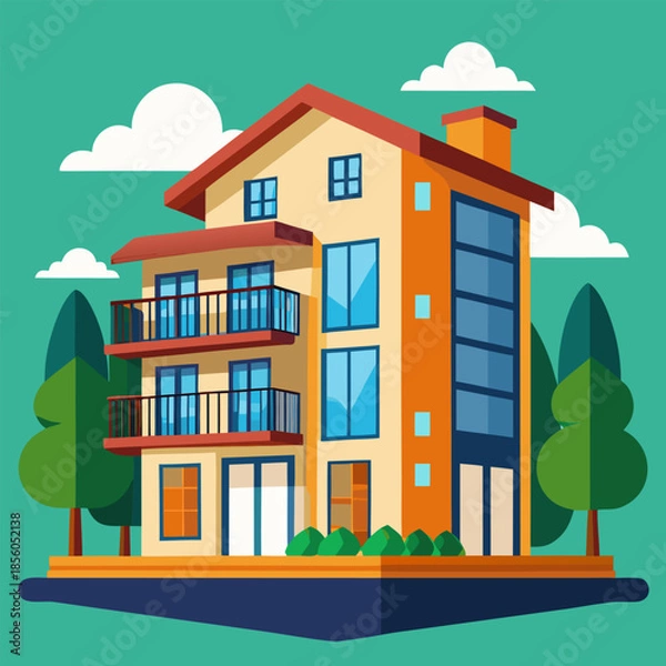 Obraz vector illustration of a residential building