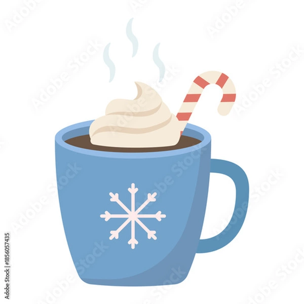 Obraz Hot Chocolate with Candy Cane and Snowflake