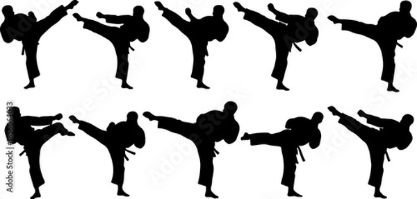 Obraz Mechanic Worker Action Silhouette Set