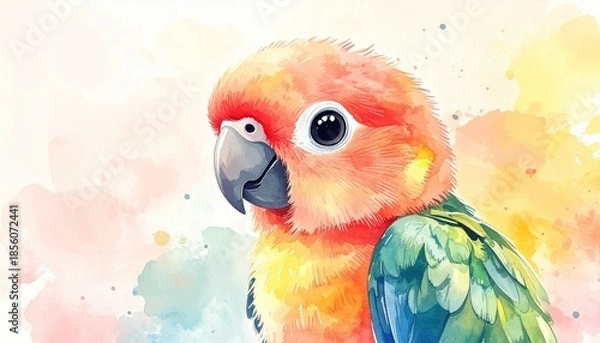 Obraz Niedlicher Baby-Papagei – Aquarell Porträt