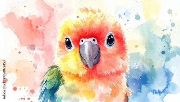 Obraz Niedlicher Baby-Papagei – Aquarell Porträt