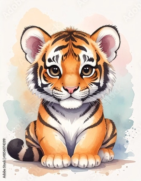 Obraz Süßes Baby-Tiger – Aquarell Porträt