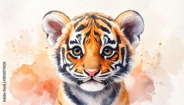 Obraz Süßes Baby-Tiger – Aquarell Porträt