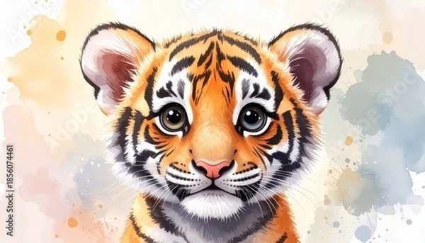Obraz Süßes Baby-Tiger – Aquarell Porträt