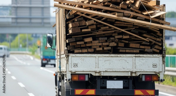 Fototapeta 過積載（廃材を積んだ解体業者のトラック）