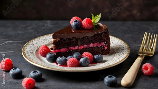 Obraz chocolate cake with berries