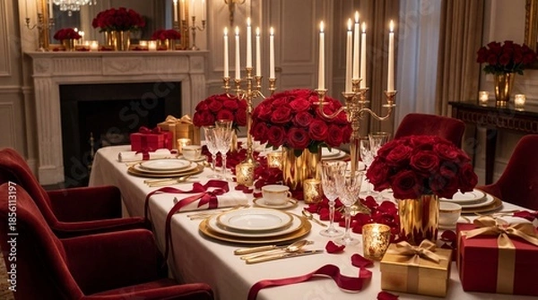 Obraz Elegant holiday dinner table setting
