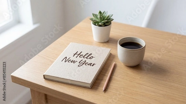 Obraz Welcome new year with coffee and notes