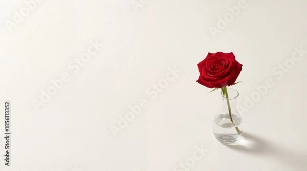 Obraz Single red rose in a clear vase