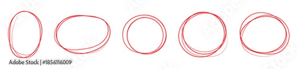 Obraz Red hand drawn circle set
