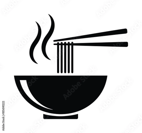 Obraz Noodle bowl hot food vector icon