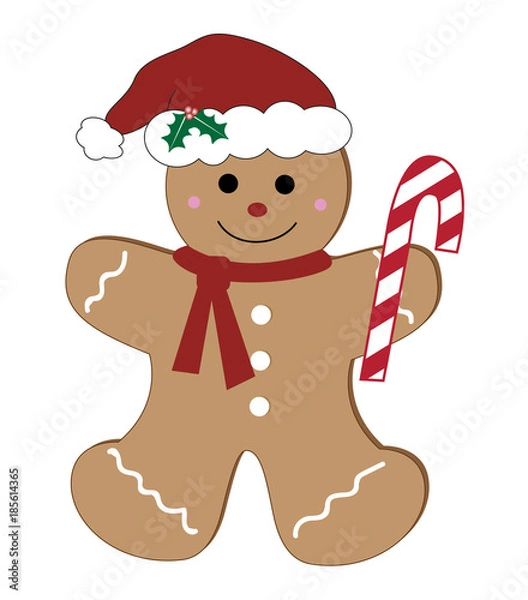 Obraz Gingerbread Man with Candy Cane