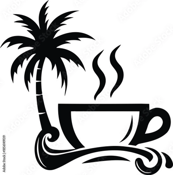Obraz Vector Coffee palm tree logo design