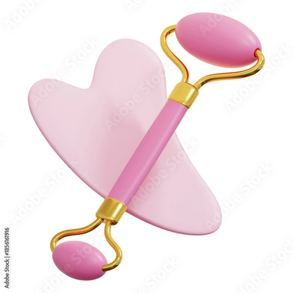 Obraz Face Roller Gua Sha 3D Icon Illustration