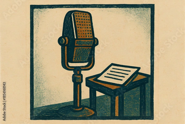 Obraz Studio Microphone with Cue Cards in Minimal Setup