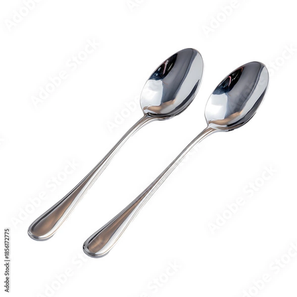 Fototapeta Silver Spoons on isolated on transparent background