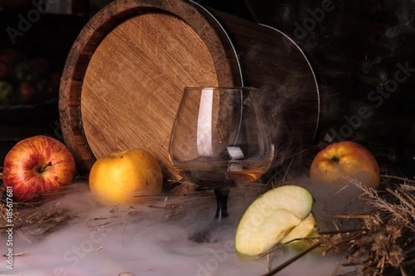 Obraz Still life with alcohol and apples