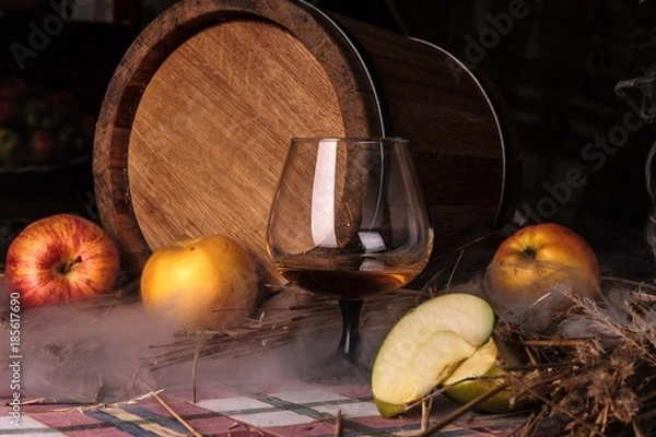 Obraz Still life with alcohol and apples