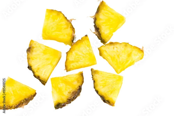 Obraz Pinneapple slices  pattern on white background top view