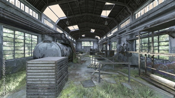 Obraz 廃墟倉庫　3DCGレンダリング