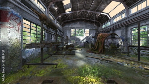 Obraz 廃墟倉庫　3DCGレンダリング