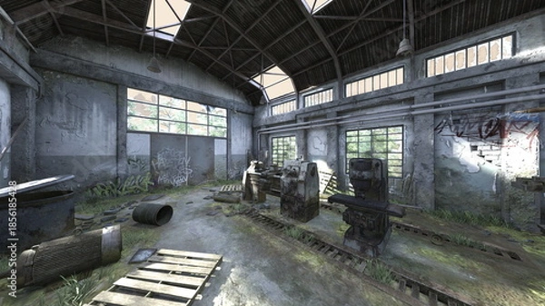 Obraz 廃墟倉庫　3DCGレンダリング