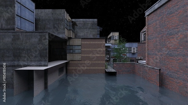 Obraz 水没した都市　3DCGレンダリング