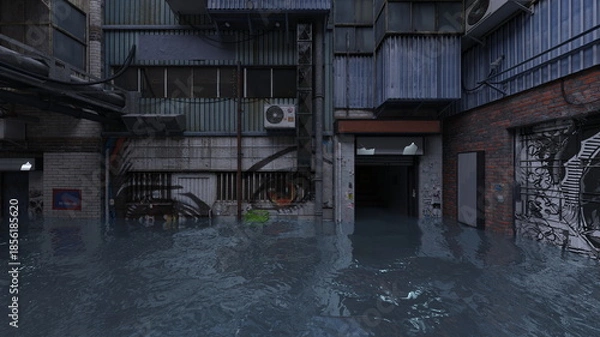 Obraz 水没した都市　3DCGレンダリング