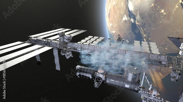 Obraz 人工衛星と地球　3DCGレンダリング