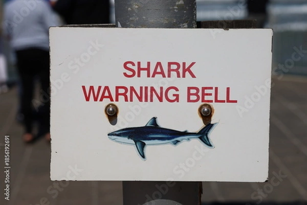 Obraz Sign indicating the shark warning bell
