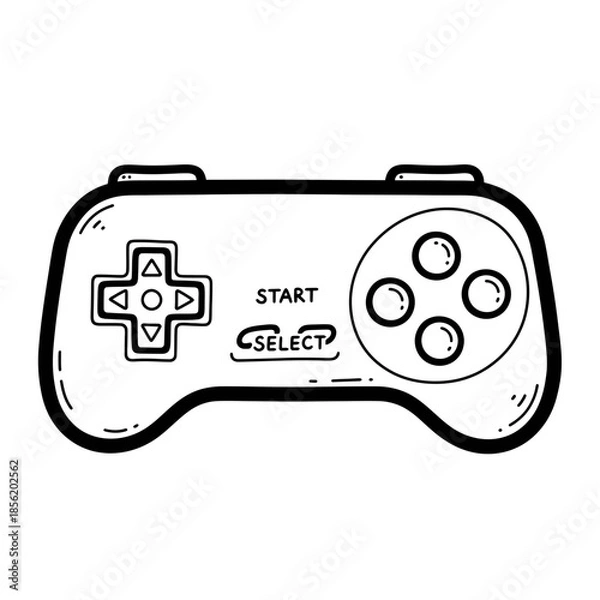 Obraz Simple black and white illustration of a classic video game controller.