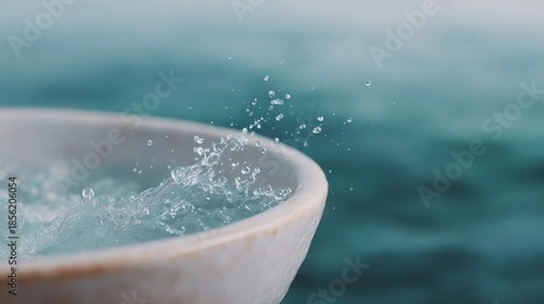 Fototapeta Bowl of water with a splash of water on top